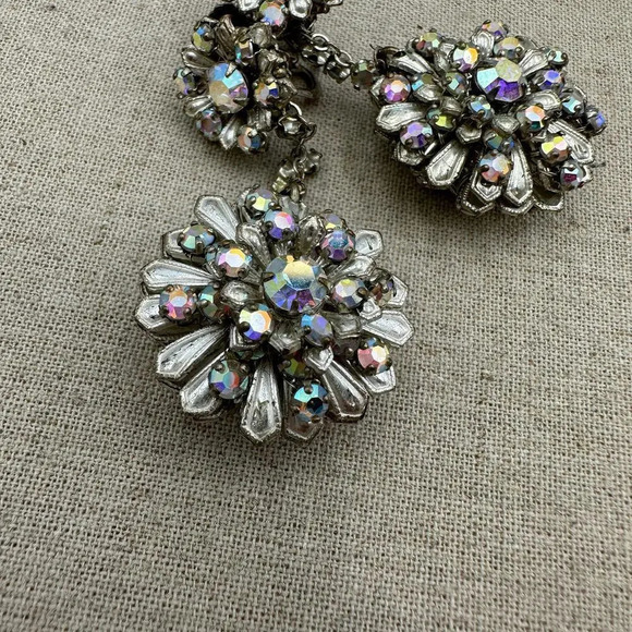 Vintage‎ Miriam Haskell Opal 1960s Starburst Chandelier Earrings - Picture 2 of 10